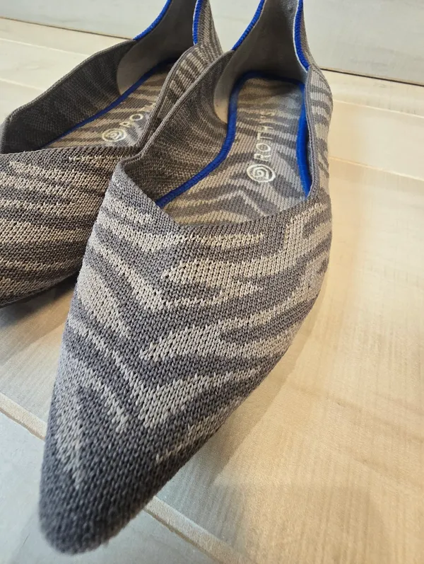 {9.5} Rothy's Gray Zebra Pointed Slip On Ballet Shoe - Image 4