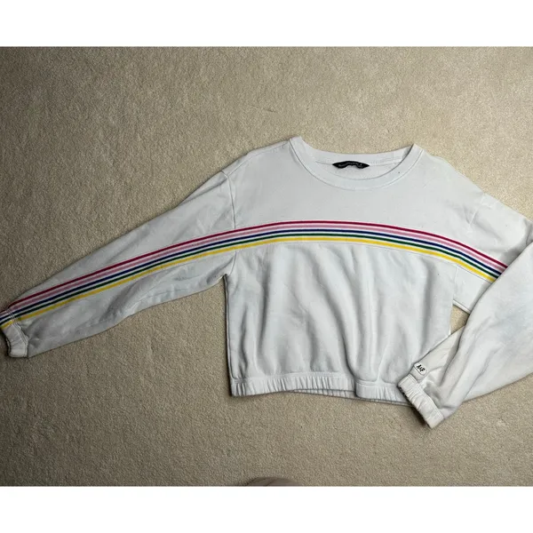 Abercrombie: Rainbow Striped Cropped Sweatshirt - Image 7