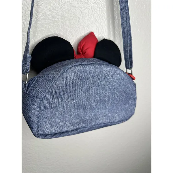 Disney Store Minnie Mouse Crossbody Bag Girls Denim Rainbow Ears Bow One Size - Image 4