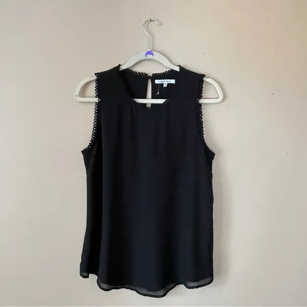 NAKED ZEBRA | Black Sleeveless Chiffon Blouse Sz M - Image 3