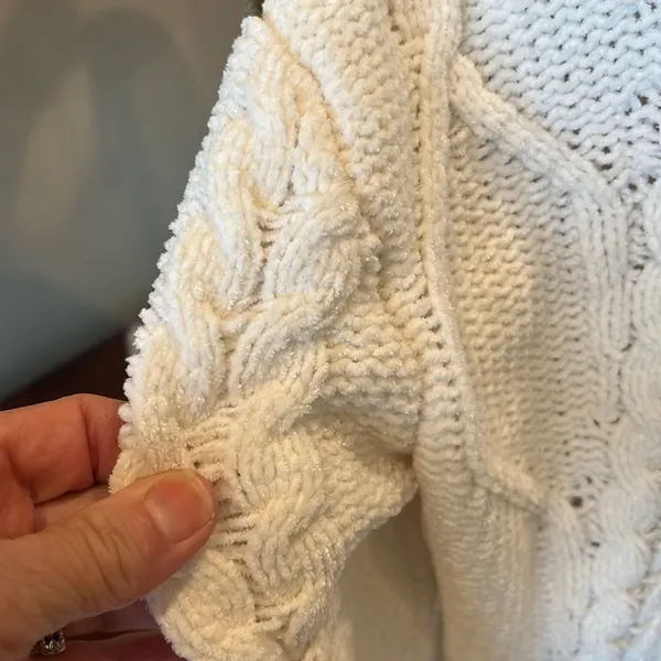 Cozy Cream Chenille Cable Knit Sweater - Image 8