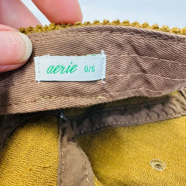 Aerie Brown and Yellow Corduroy Cap - Image 6