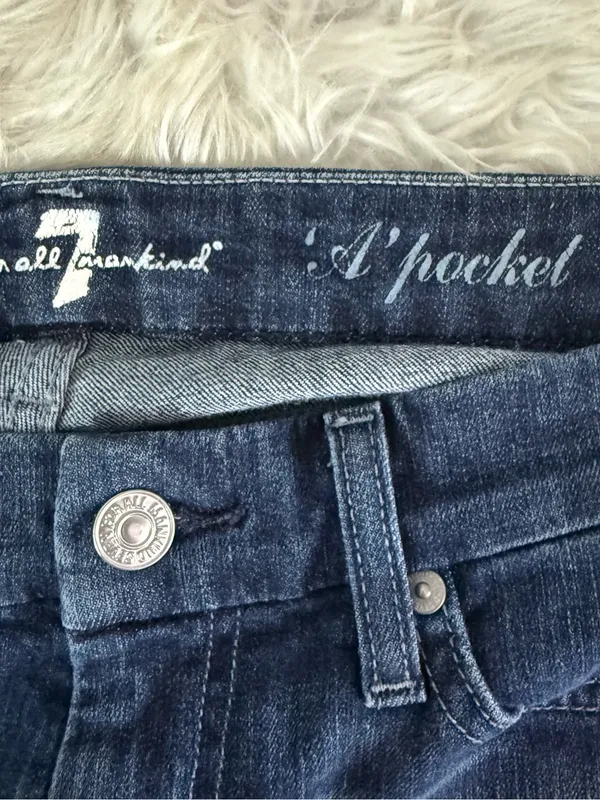 7 For All Mankind A Pocket Flare Jeans Women’s 27 Dark Wash Stretch Denim - Image 5