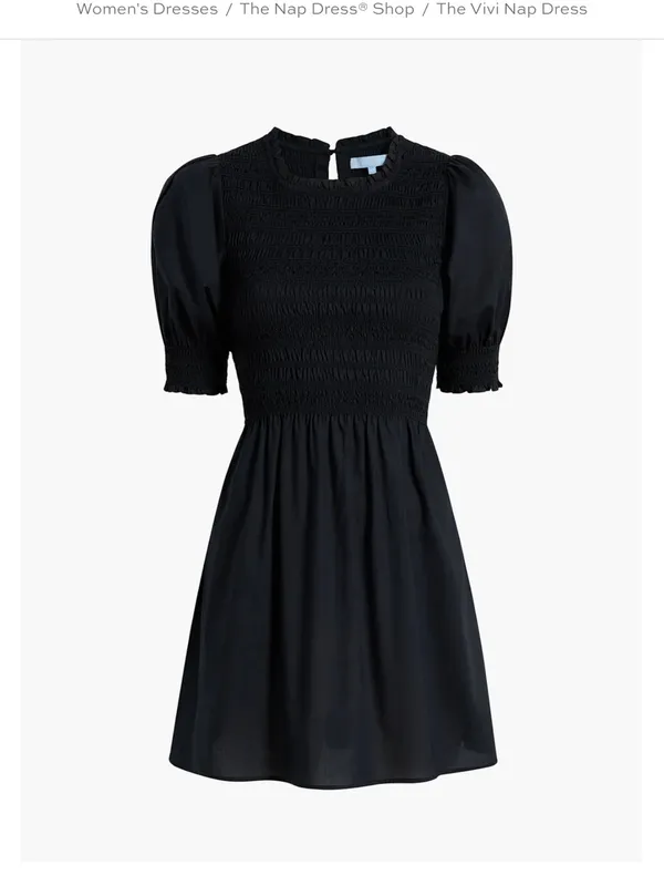Hill House The Vivi Nap Dress Black Puff-Sleeve Smocked Waist Dress - Image 4