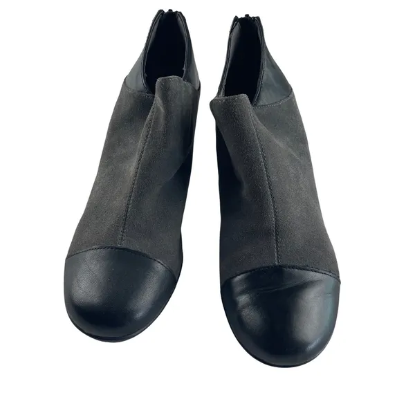 Aerosoles Commentary Womens 9M Grey Suede Black Leather Ankle Booties Heelrest‎ - Image 2