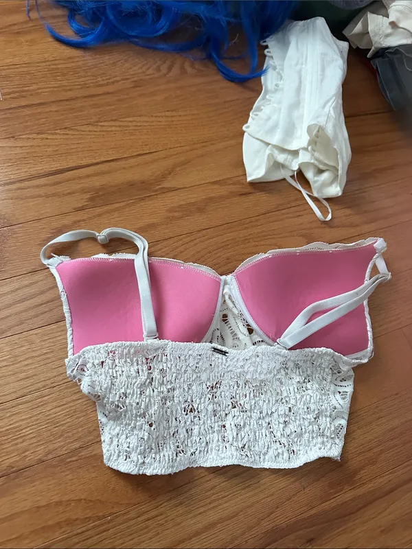 PINK Victoria's Secret White Lace Longline Bralette - Image 2