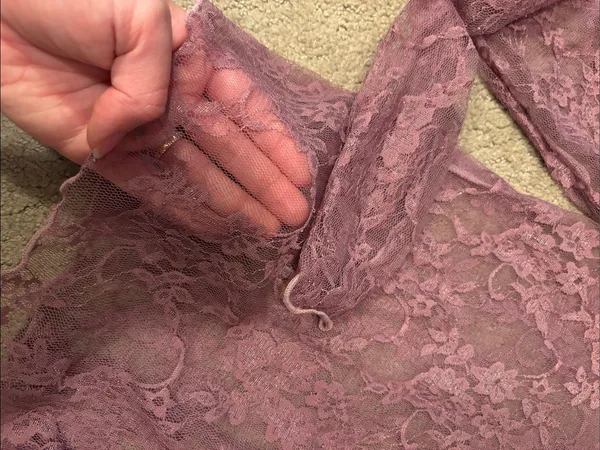 Mauve Lace Long-Sleeve Sheer Top - Image 2