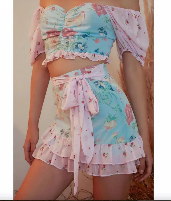 Dollskill x Holly Hobbie Floral Milkmaid Top and Mini Skirt Set - Image 7