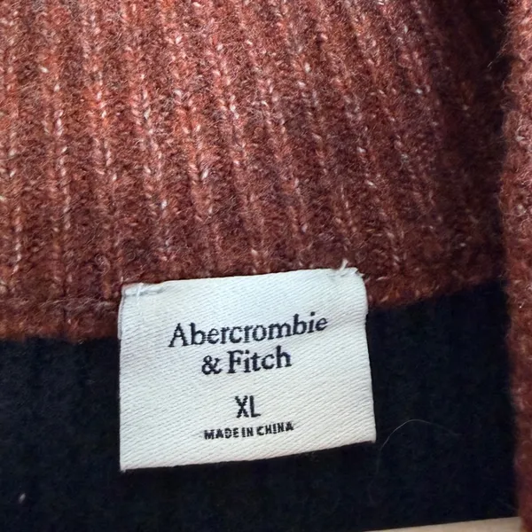 Abercrombie Fitch Striped Mock Neck Sweater Oversized Women XL Brown Black rugby - Image 2
