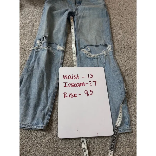 American Eagle Stovepipe Distressed Straight Leg Jeans Light Wash Blue 00 Short - Image 8