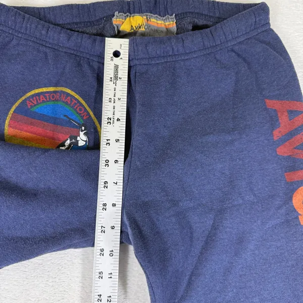 Aviator Nation Navy Blue Rainbow Logo Graphic Sweatpants Size Medium - Image 4