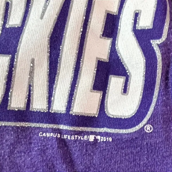 Campus Lifestyle Colorado Rockies MLB Purple V-Neck Graphic T-Shirt Womens Small - Image 7