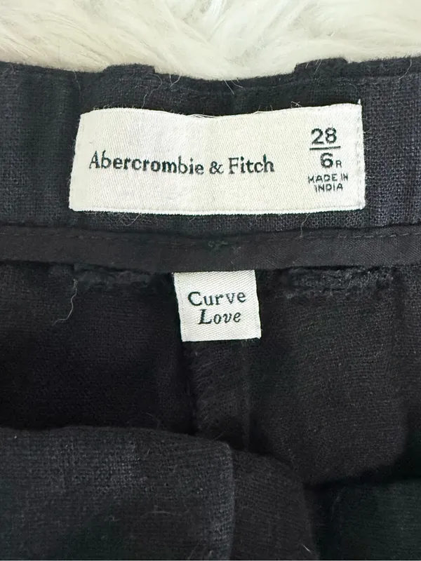Abercrombie & Fitch Curve Love Wide Leg Linen Blend Pants Black 6R - Image 5