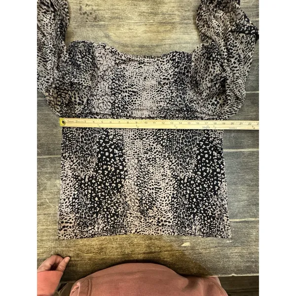 Anthropologie Maeve Womens Animal Print Jacquin Blouse Size Large Stretch - Image 9