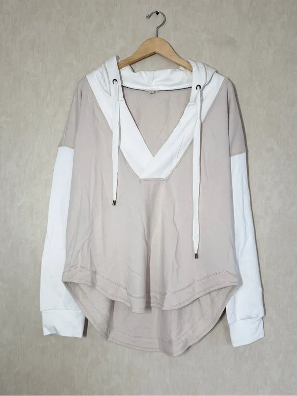 Pilcro Women’s Wharfside Hooded Sweatshirt V-Neck Pulloveriin Colorblock XL - Image 5