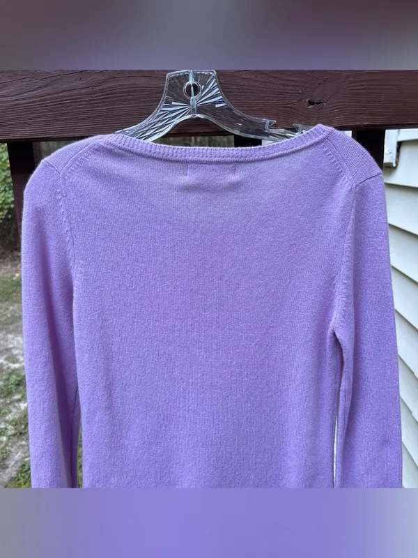 Peck & Peck Women L/S Pullover 2 Ply 100% Cashmere Lilac Sweater,Minimalist|Sz:S - Image 7