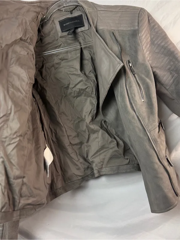 Y2K 2000s BCBGMAXAZRIA gray suede moto jacket - Image 11
