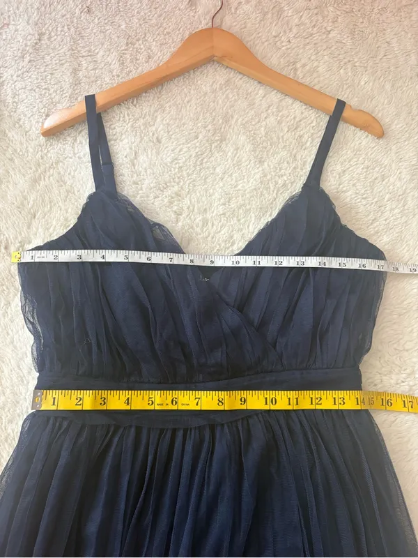 Lulus Exemplary Aura Navy Tulle Surplice Midi Dress Size Large Sleeveless Formal - Image 7