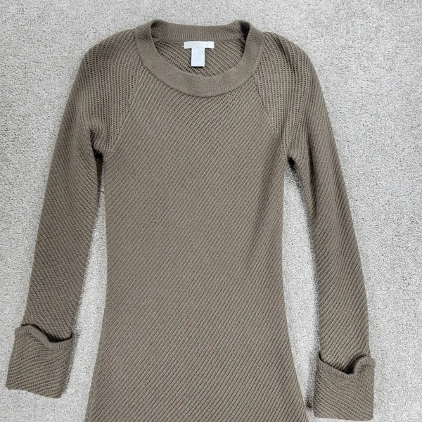 Design History Sweater Dress Womens L Brown Rib Angle Knit Pull On Midi Casual - Image 3