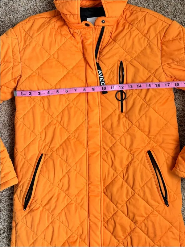 Quilted Orange Long Jacket - Image 7