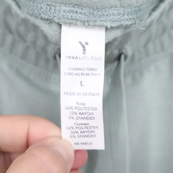 Yogalicious Central Park Brushed Terry Wide Leg Pants Sage Green Large - Image 3