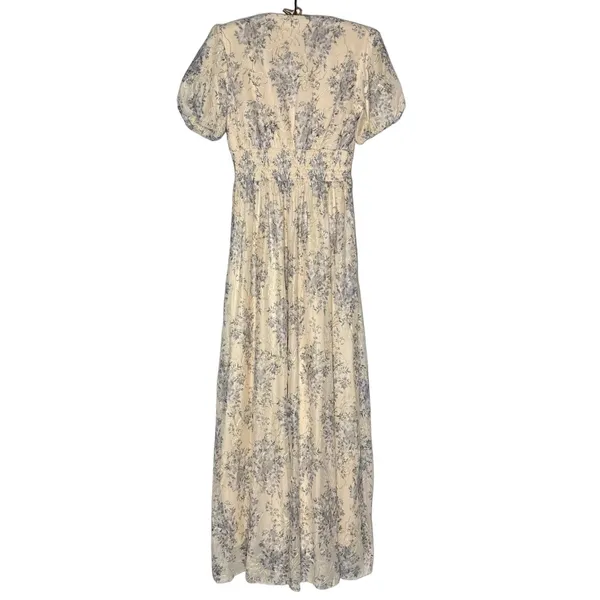NWT Baltic Born S Ardley Maxi Dress Cream & Blue Floral‎ Sheer Overlay Babydoll - Image 7
