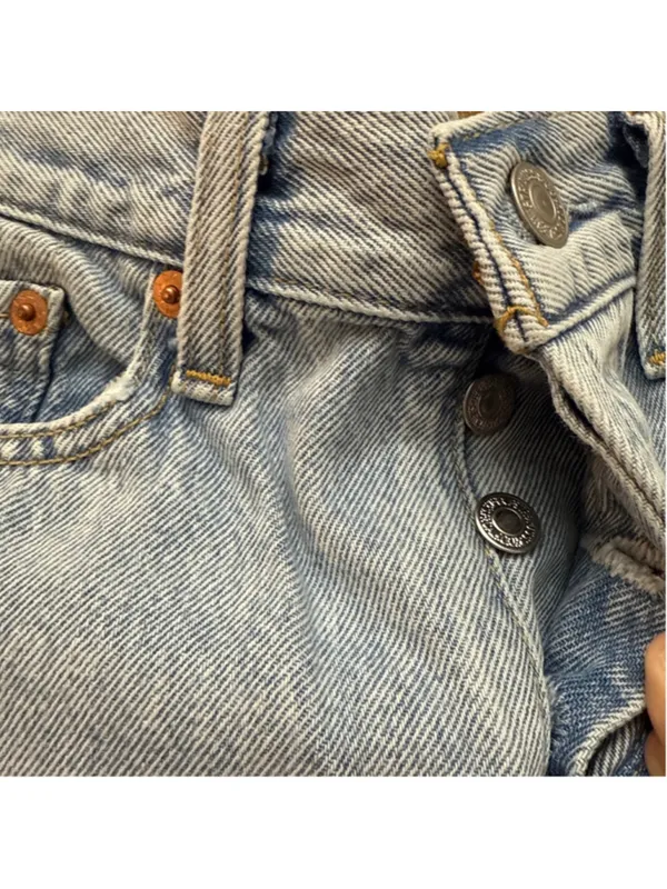 Levi's Wedgie Straight Light Blue Distressed Jeans Womens Size 26 - Image 3