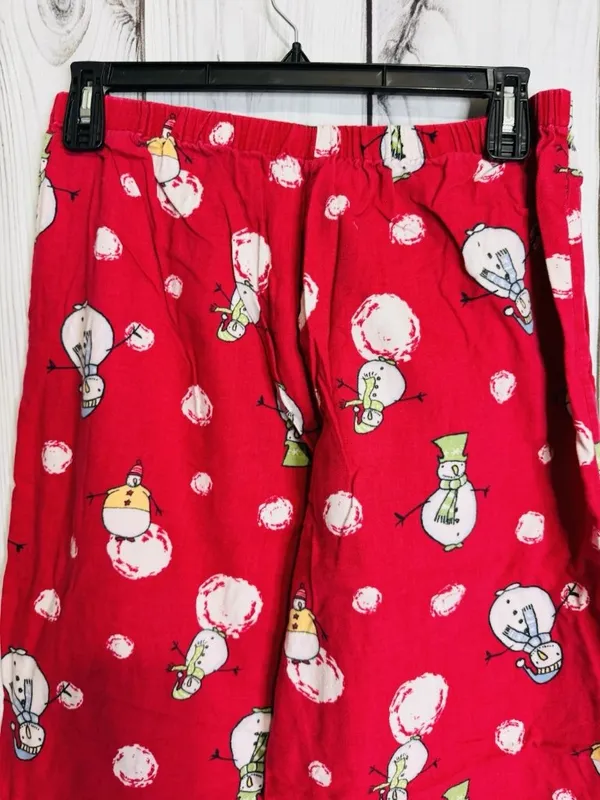 Charter Club Intimates Pajama Set Sz L Red Snowman Christmas Winter Pockets - Image 9