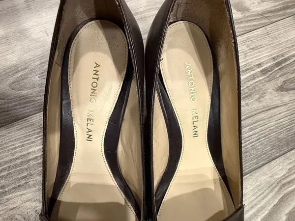 ANTONIO MELANI Dark Brown old money chunky heel Leather Square-Toe Loafers 6.5 - Image 2