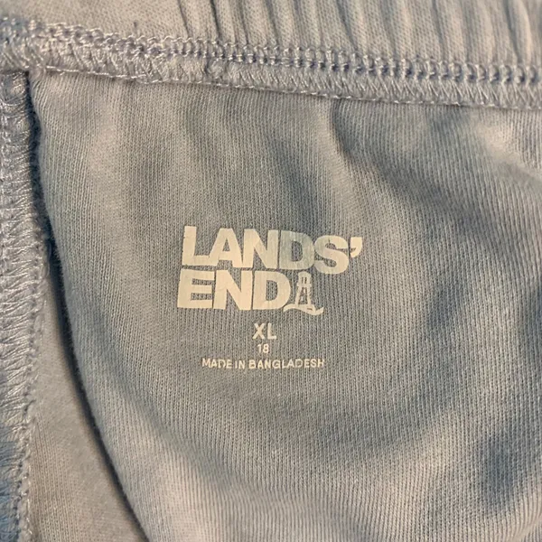 Lands End Womens XL Light Blue 100% Cotton Wide Leg Crop Drawstring Pants 545084 - Image 3