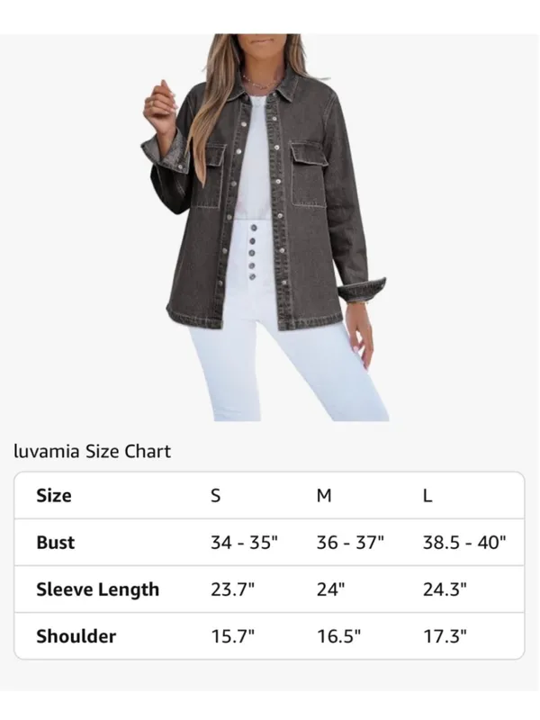 NEW Cotton Jean Jacket Shacket Oversized Button Down Denim L Gray Size L - Image 3
