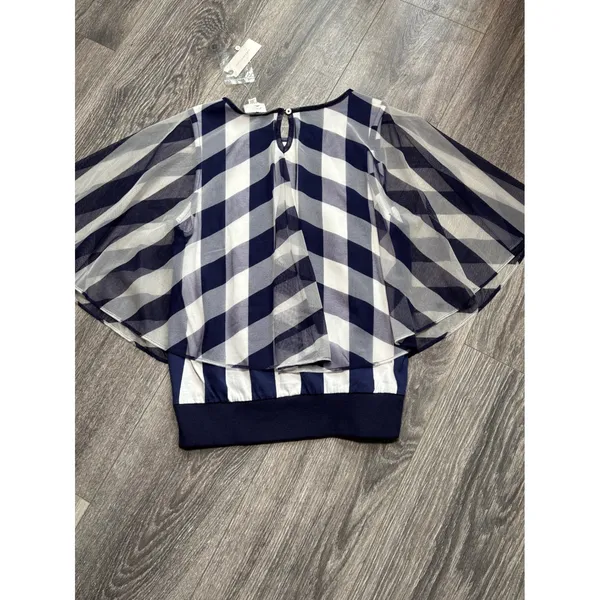 Anthropologie Postage Stamp Blue Gingham Elsie Blouse - size Small New - Image 7