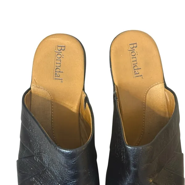 Björndal Shoes Susan Womens 6M Black Leather Mule Slip On Casual Heel Neutral - Image 3