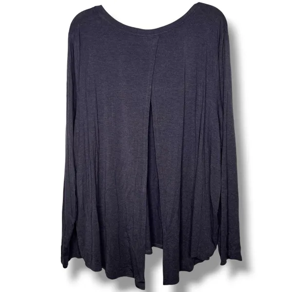 LOGO Lori Goldstein Blue Long Sleeve Open Back Shirt 3X - Image 6