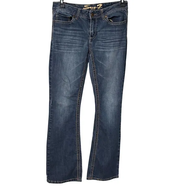 Seven7 Bootcut Jeans Women's Size 10 Medium Wash Stretch Embroidered Pockets - Image 10