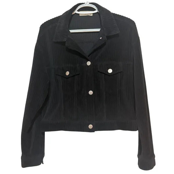 Molly Green Women's Black Wide Corduroy Cropped Jacket Size M - Image 2