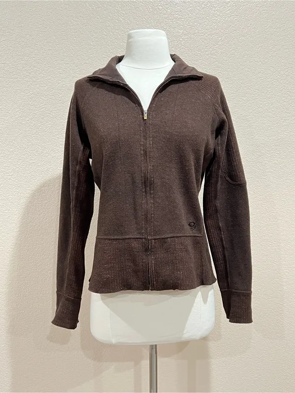 Mountain Hardwear Brown Sarafin Full Zip Wool Blend Sweater Jacket Size Medium - Image 10