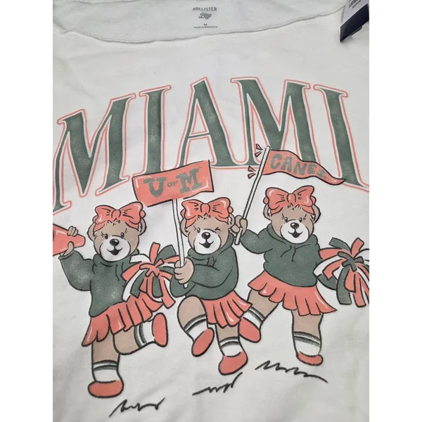 Hollister x Blue 84 Off Shoulder NWT University of Miami Sweatshirt Off-White M - Image 2