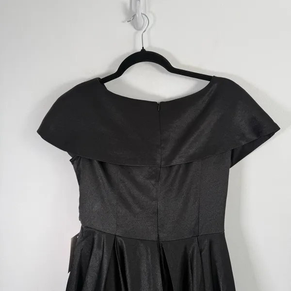 Ivy City‎ Co Audrey Dress Black Satin Midi Wedding Guest Cocktail Elegant Small - Image 10