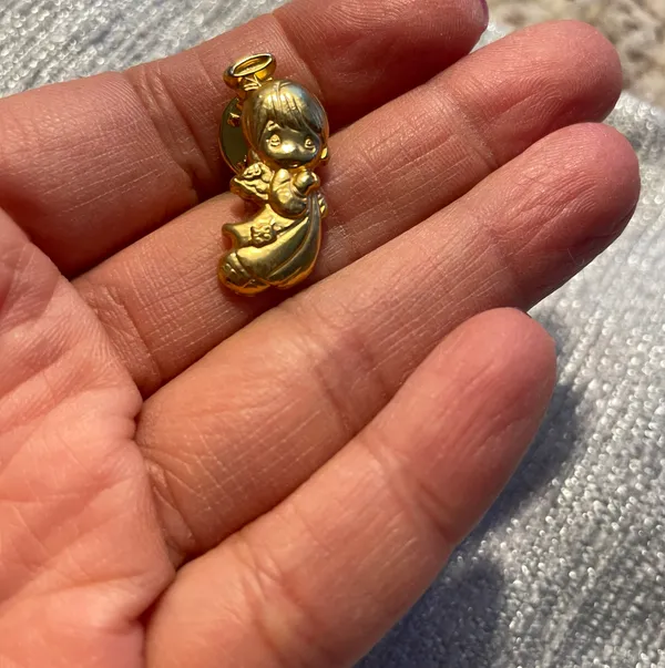 Precious Moments Vintage Boy Angel Religious Gold Tone Lapel Hat Tie Pin. - Image 3