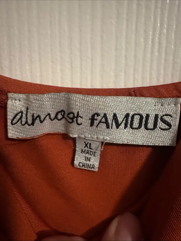 Almost Famous Rust Ruched Slip Dress - Image 2