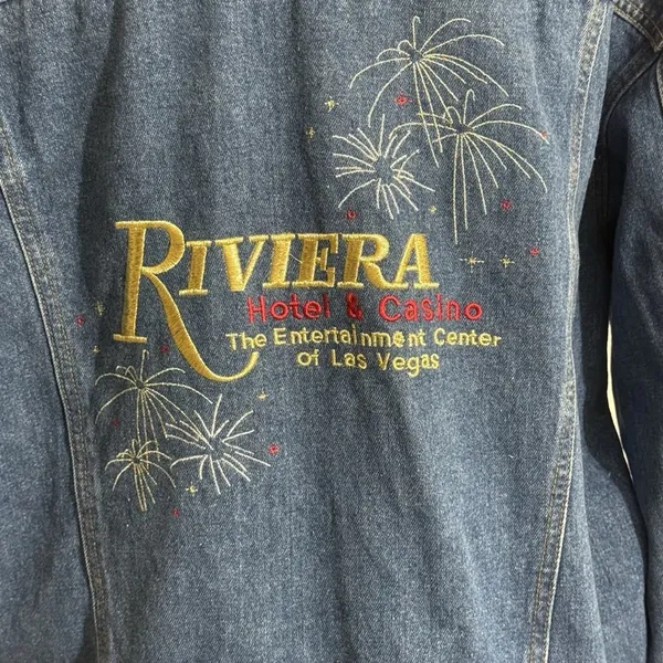 Vintage 90s Riviera Blue Denim jean Jacket with embroidery - Image 5