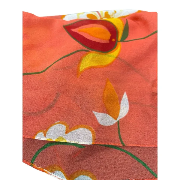 Made in Italy Orange Floral Scarf 100% Polyester Sheer Lightweight Wrap - Image 3