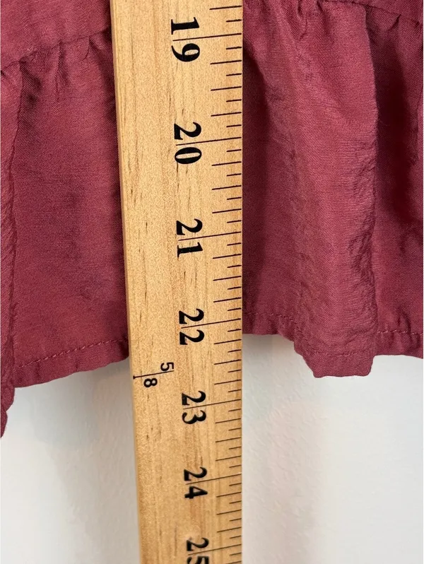 Maeve Anthropologie Smocked Ruffle Hem Swing Tank Top Burgundy Mauve Size M - Image 12