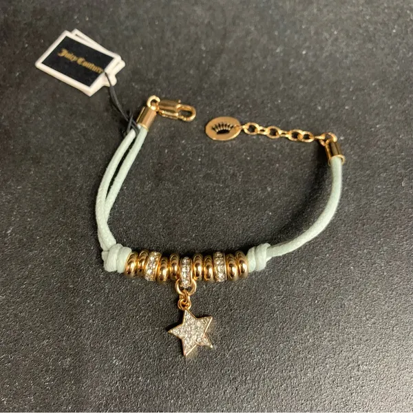Juicy Couture B-Corded Friendship Bracelet Silver Pave Crystal Star Charm Bundle - Image 4