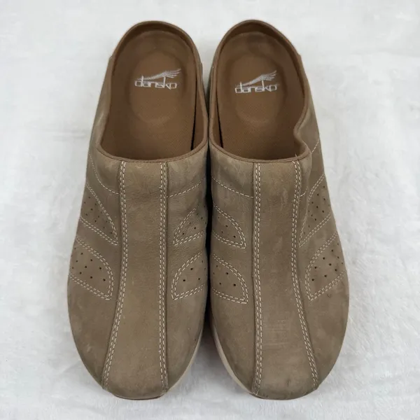 Dansko Brown Leather Clog Mules Womens‎ EU 39 US 8.5-9 Perforated Slip On - Image 2