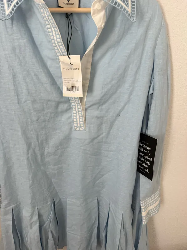 Tuckernuck Sky Blue Button-Down Tunic with White Contrast Collar - Image 4