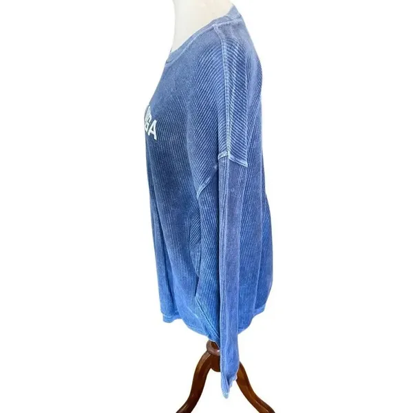 Corded Crew Slate Blue Chi Omega Corduroy-Style Sweatshirt – Size Large - Image 9