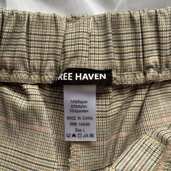 Free Haven Plaid Micro Shorts Tan Size L - Image 4
