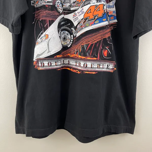 Darrell Nelson Vintage Black Orange Double Trouble No. 44 Racing Graphic Tee - Image 3